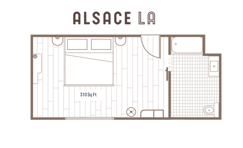 Floor plan for studio, 1 bath, 310 sqft